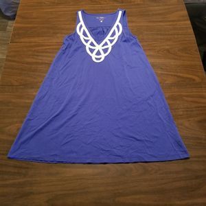 Lilly Pulitzer Blythe Swing Dress Women's Size XS Blue White Trim V-Neck